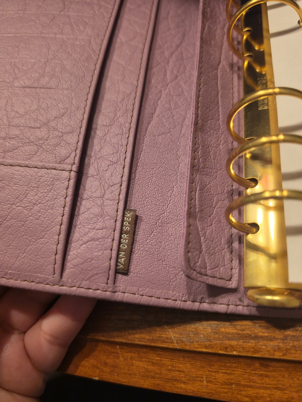 Lilac Leather Ring Planner Wallet